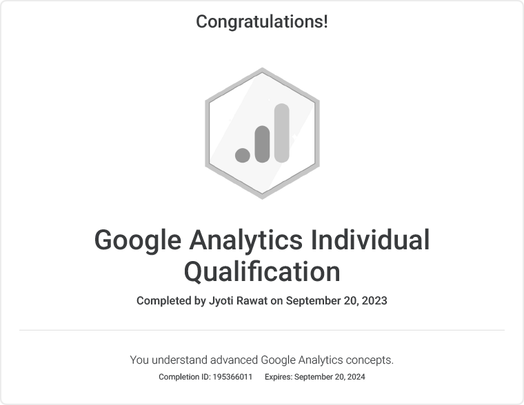 Google Analytics Individual Certification
